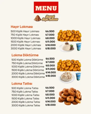 Hayır Lokması Fiyatları Menü