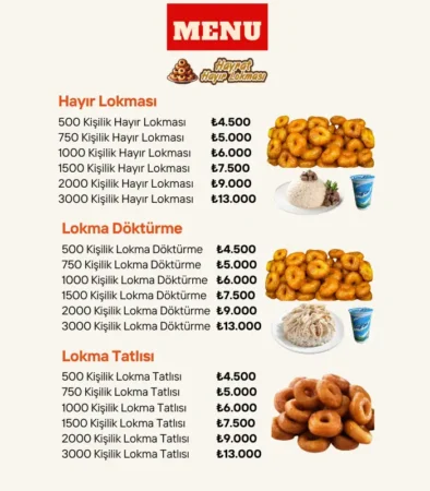 Hayır Lokması Fiyatları Menü
